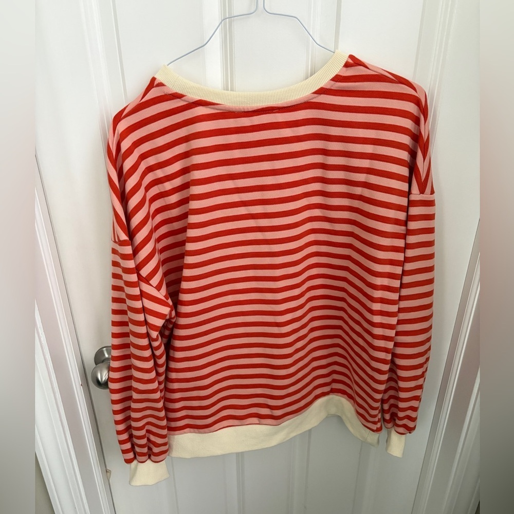 UEU Oversized Classic Striped Pullover Sweatshirt Women’s Medium - Picture 6 of 6